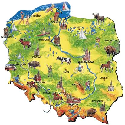 mapa Polski - turystyka